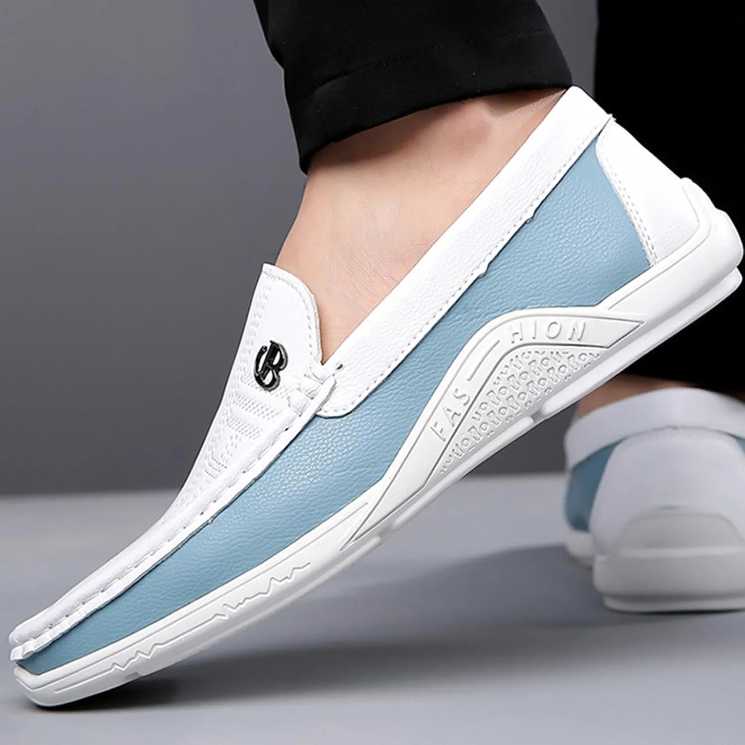 Fashion Men's Trendy Colorblocking Non-Slip Loafers, Comfortable Non-Slip Rubber Sole Casual Durable Walking Shoes,Business Style Shoes