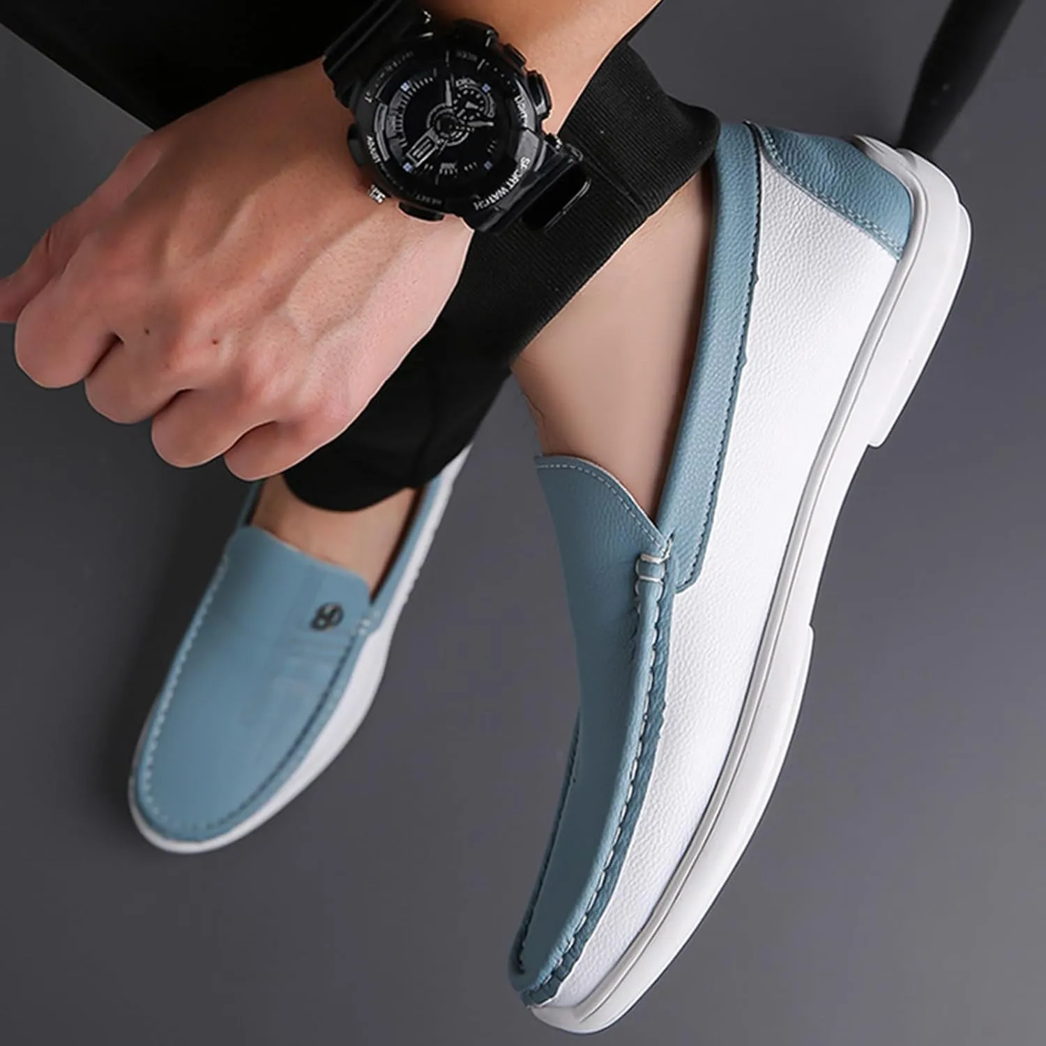 Fashion Men's Trendy Colorblocking Non-Slip Loafers, Comfortable Non-Slip Rubber Sole Casual Durable Walking Shoes,Business Style Shoes