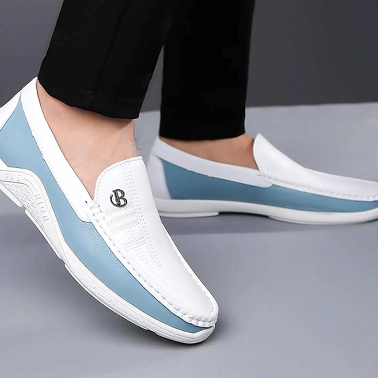 Fashion Men's Trendy Colorblocking Non-Slip Loafers, Comfortable Non-Slip Rubber Sole Casual Durable Walking Shoes,Business Style Shoes