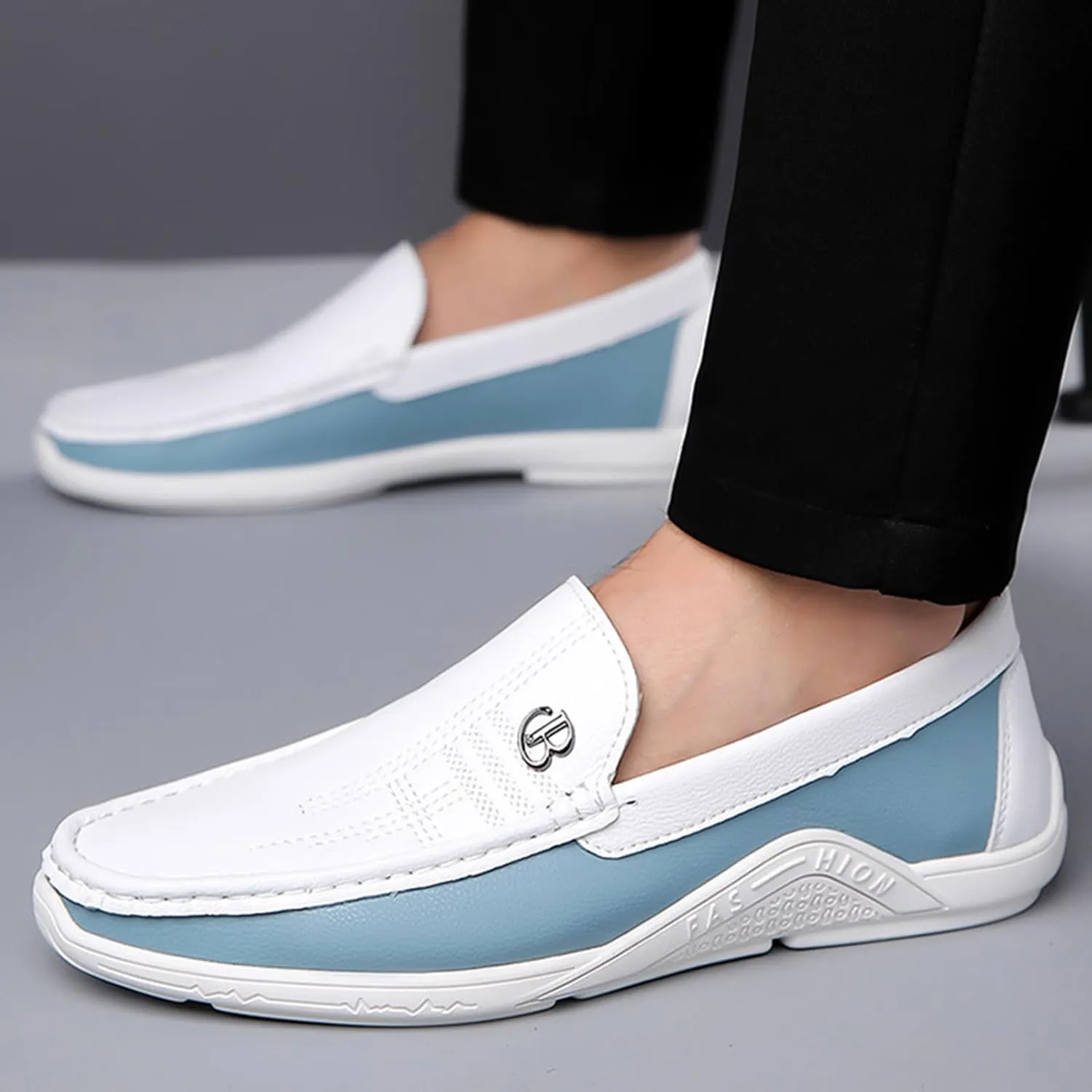 Fashion Men's Trendy Colorblocking Non-Slip Loafers, Comfortable Non-Slip Rubber Sole Casual Durable Walking Shoes,Business Style Shoes