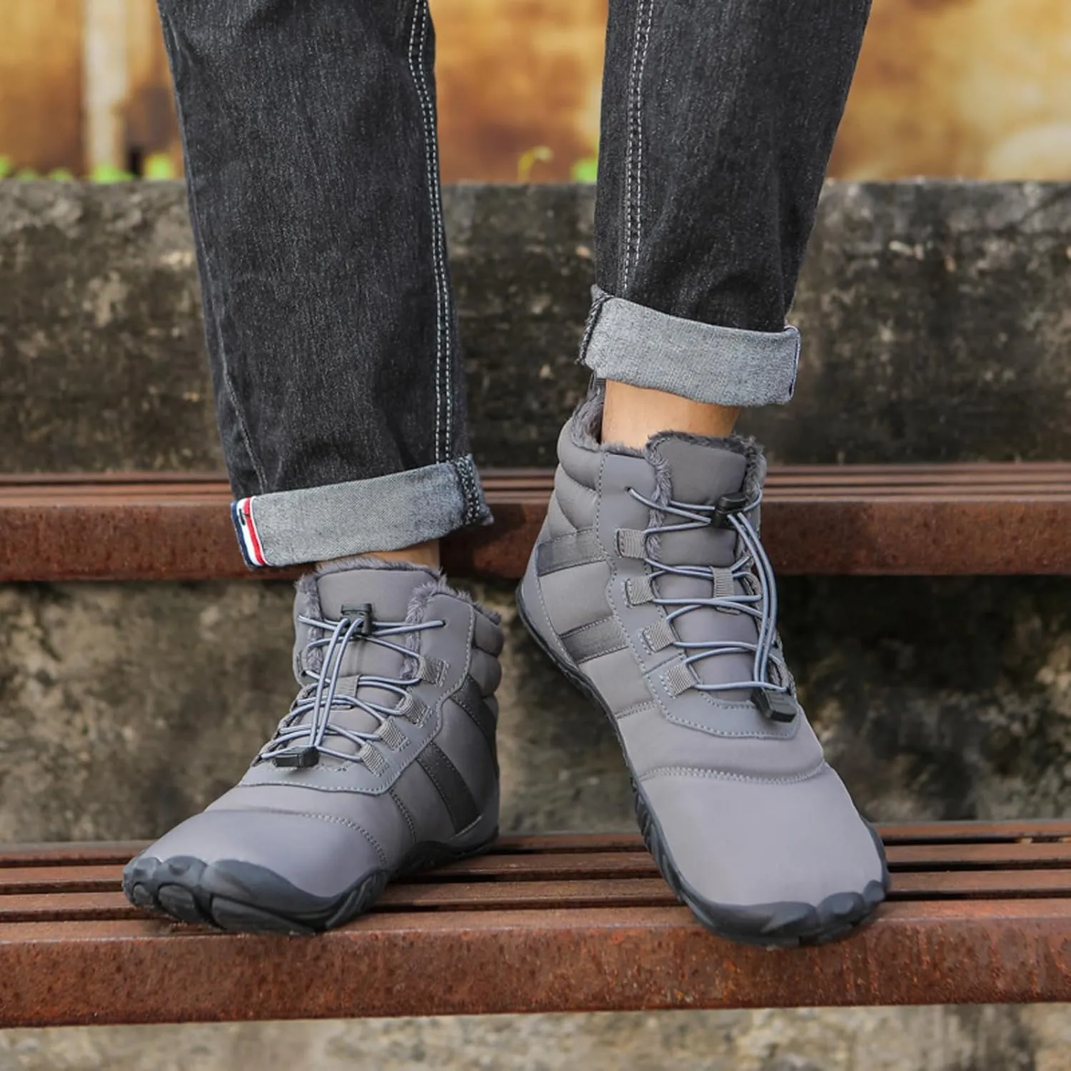 FLIOZY Winter Hiking Boots for Mens and Womens, Barefoot-Style Non-Slip Snow Boots, Waterproof Outdoor Hiking Shoes