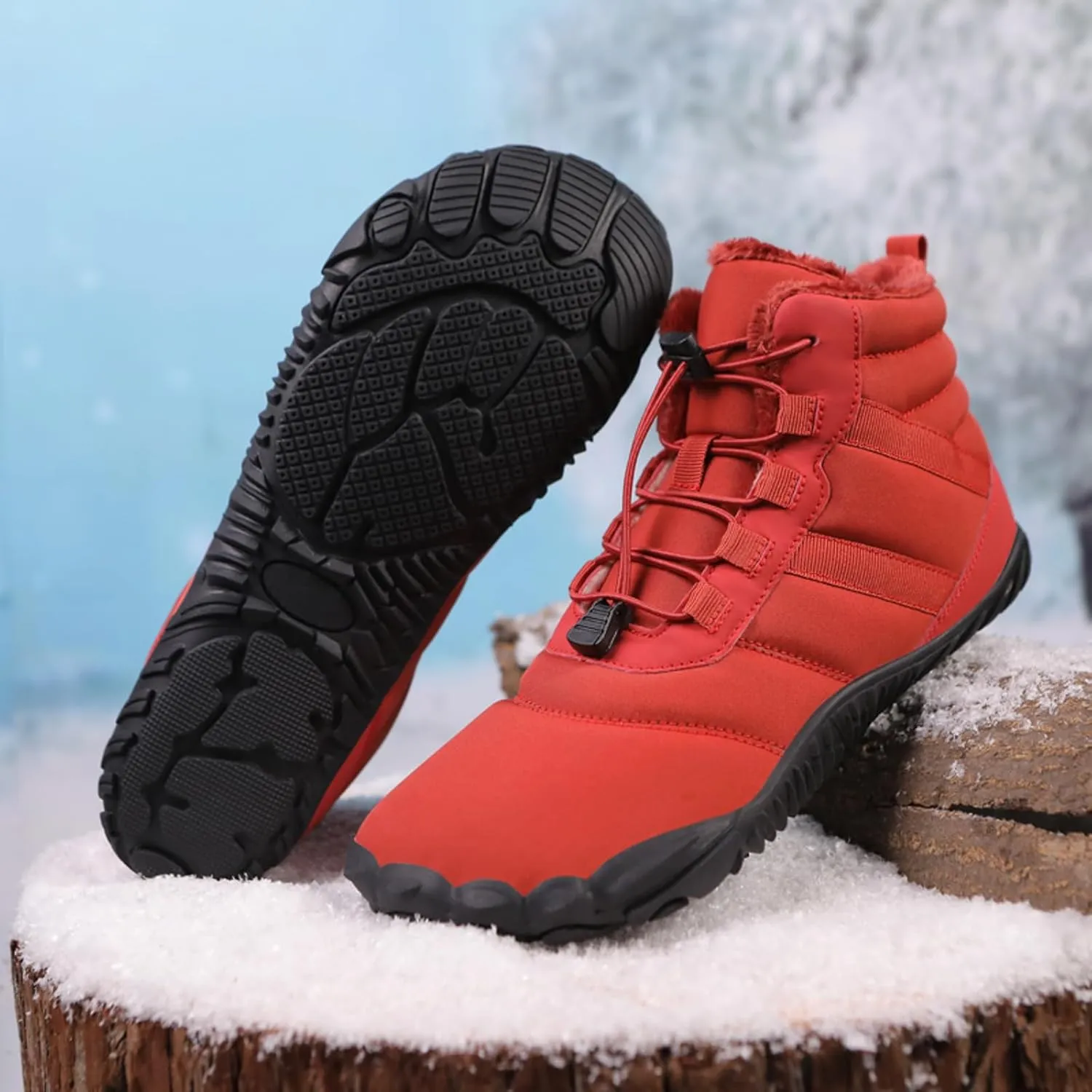 FLIOZY Winter Hiking Boots for Mens and Womens, Barefoot-Style Non-Slip Snow Boots, Waterproof Outdoor Hiking Shoes