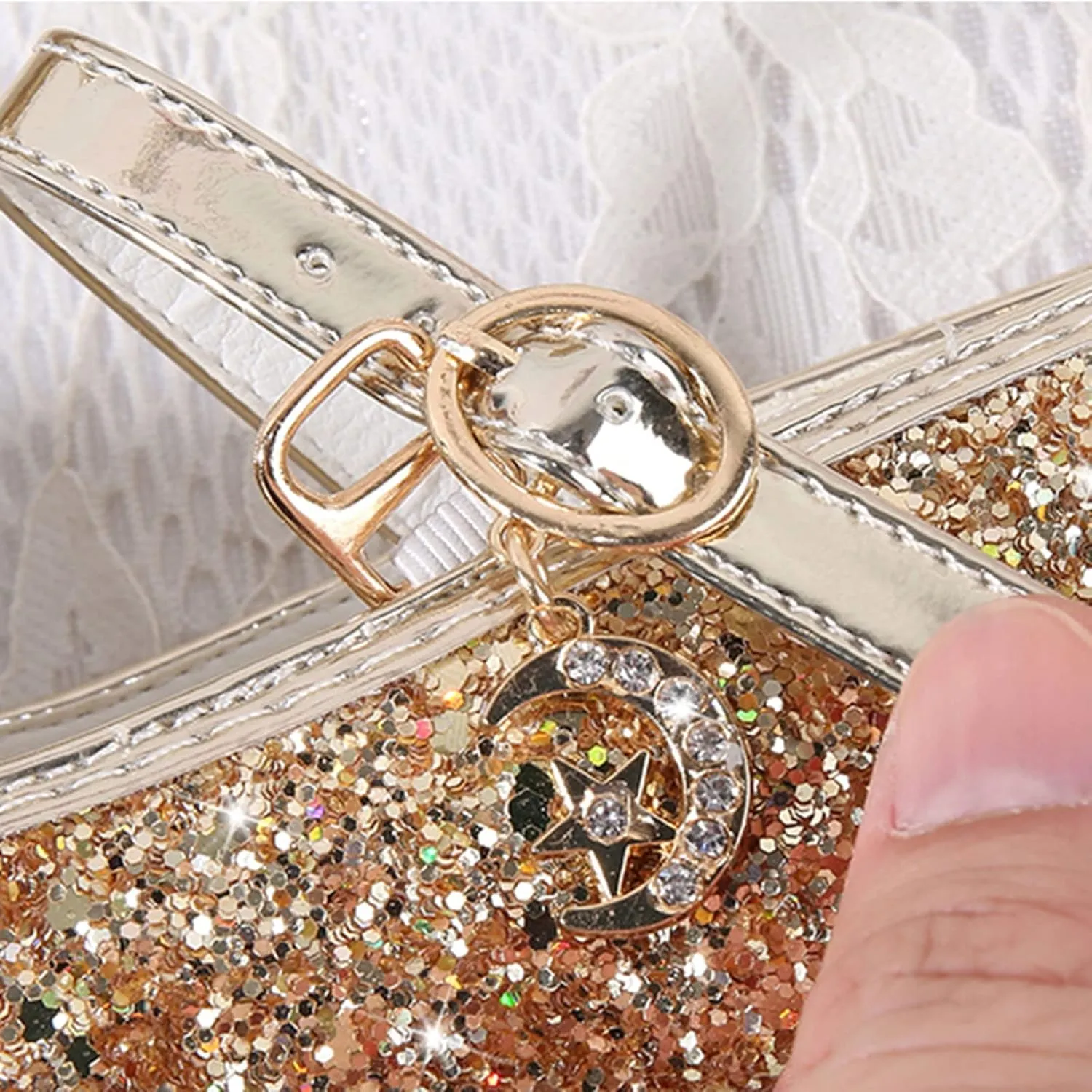 Flower Girls Glitter Mary Jane Dress Shoes Bridesmaid Crystal Bow Sandals for Wedding Little Girls House Slippers
