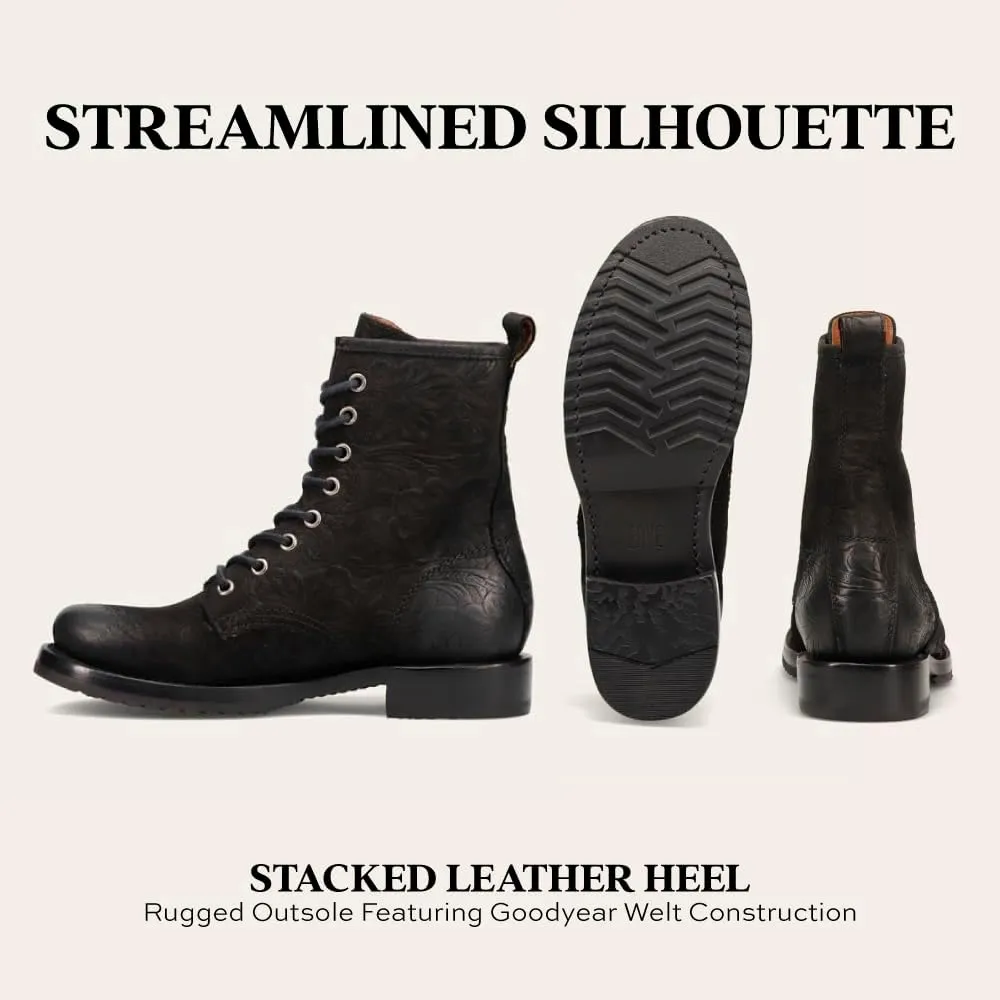 Frye Veronica Womens Combat Boots Crafted from Hand-Burnished Vintage Italian Leather with Genuine Stitch-Down Welt Construction and Leather Lining  6  Shaft Height