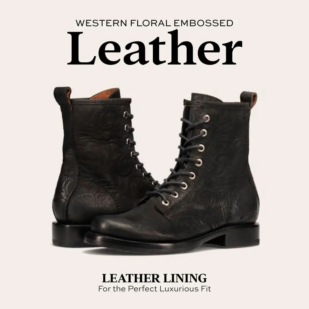 Frye Veronica Womens Combat Boots Crafted from Hand-Burnished Vintage Italian Leather with Genuine Stitch-Down Welt Construction and Leather Lining  6  Shaft Height