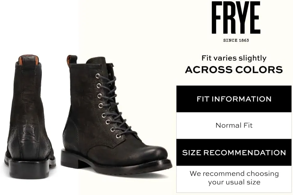 Frye Veronica Womens Combat Boots Crafted from Hand-Burnished Vintage Italian Leather with Genuine Stitch-Down Welt Construction and Leather Lining  6  Shaft Height