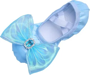 Girls Ballet Shoes Cute Rhinestone Bowknot Dance Slippers Toddler Kids Indoor Yoga Canvas Dancing Performance Shoes