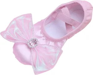 Girls Ballet Shoes Cute Rhinestone Bowknot Dance Slippers Toddler Kids Indoor Yoga Canvas Dancing Performance Shoes