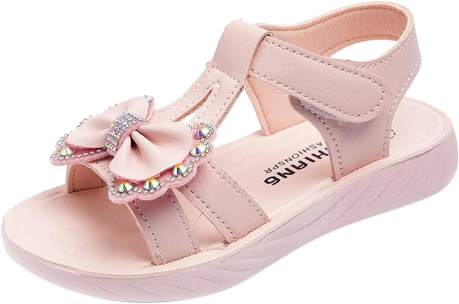 Girls Bowknot Outdoor Sport Sandals Princess Open Toe Dress Shoes Kids T-Strap Flats Summer Girls Beach Shoes