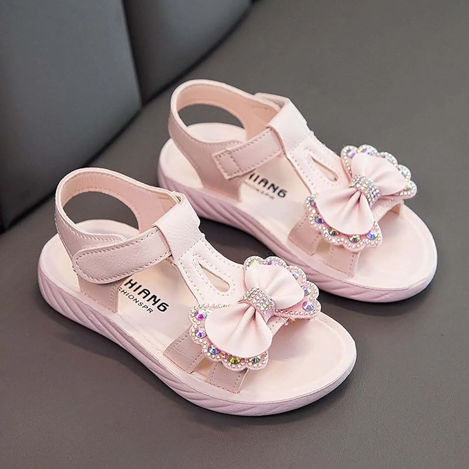 Girls Bowknot Outdoor Sport Sandals Princess Open Toe Dress Shoes Kids T-Strap Flats Summer Girls Beach Shoes