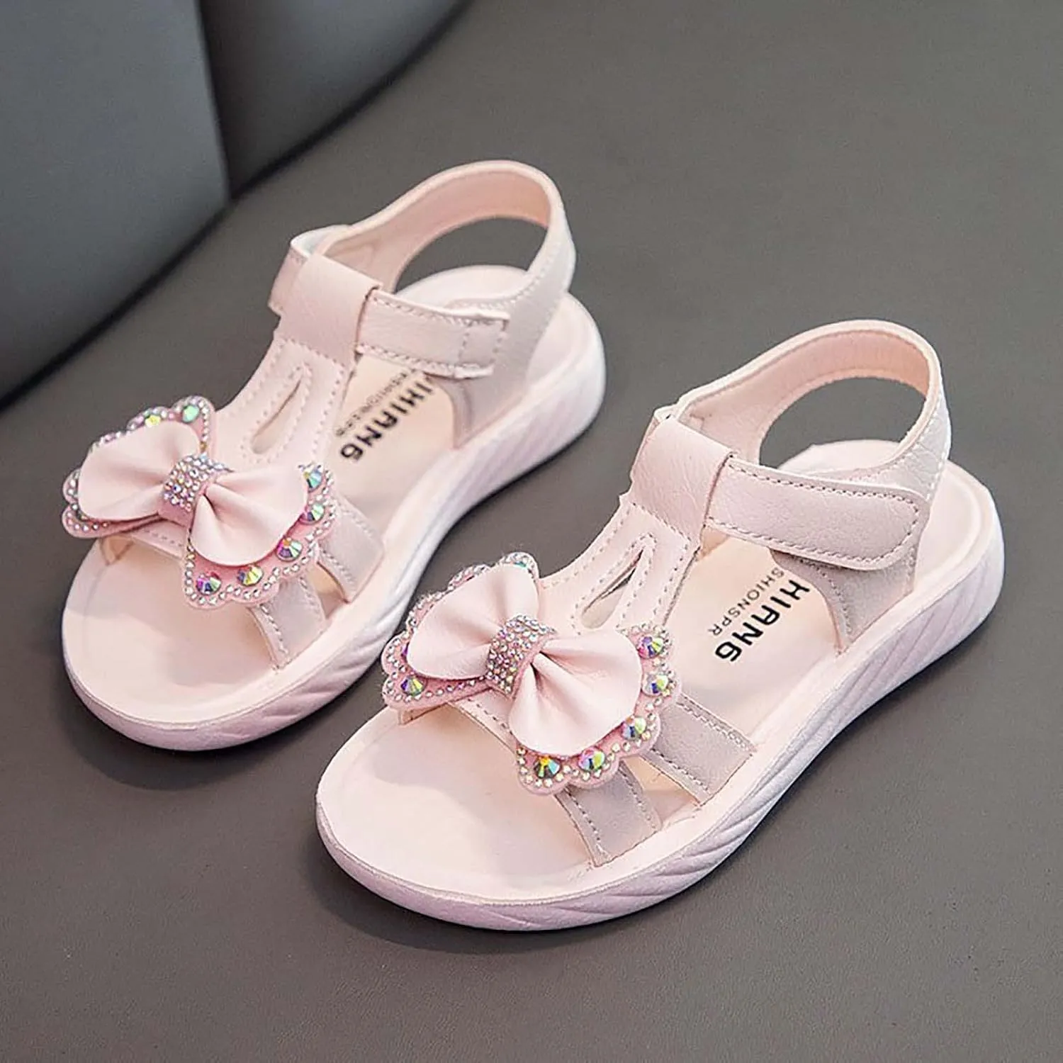 Girls Bowknot Outdoor Sport Sandals Princess Open Toe Dress Shoes Kids T-Strap Flats Summer Girls Beach Shoes
