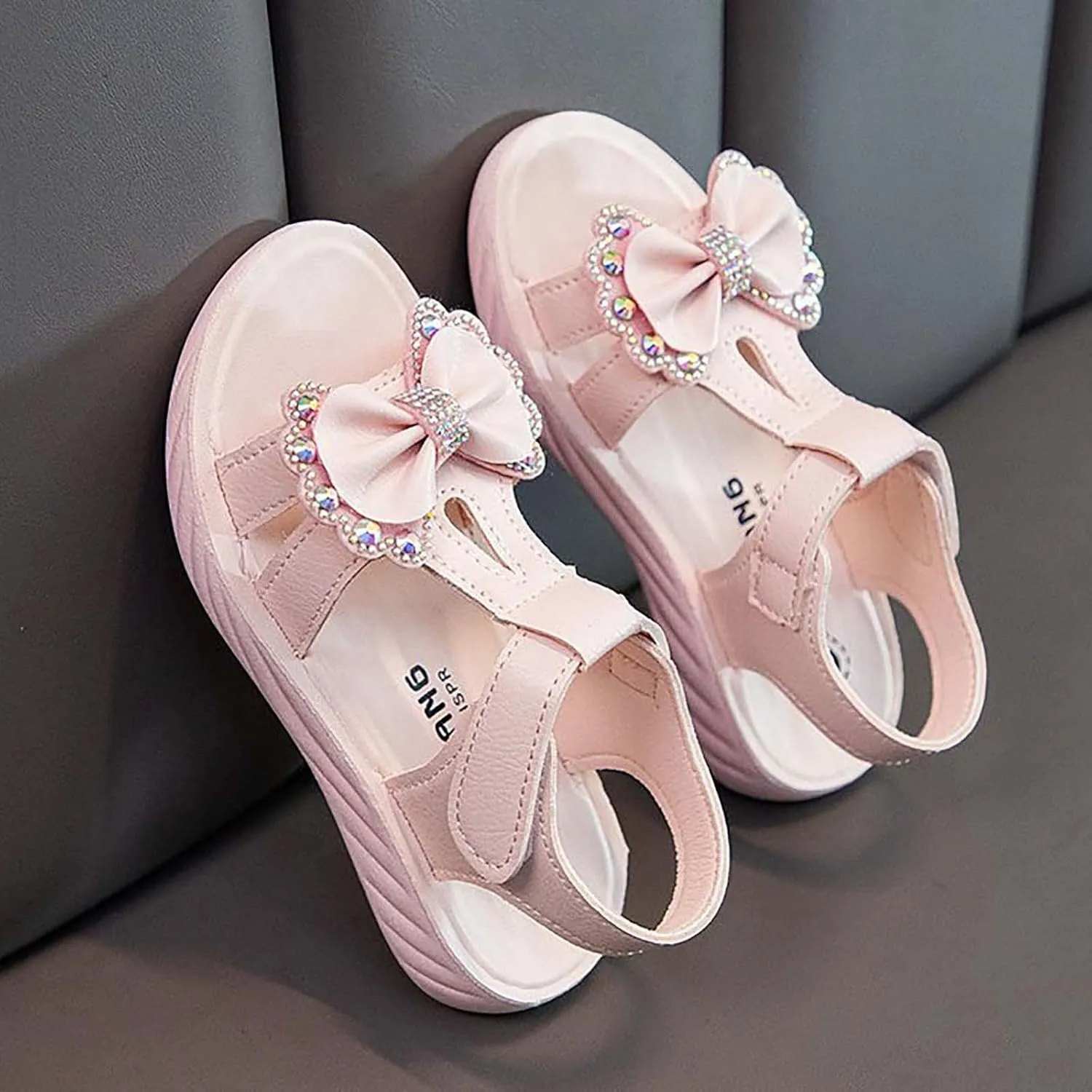 Girls Bowknot Outdoor Sport Sandals Princess Open Toe Dress Shoes Kids T-Strap Flats Summer Girls Beach Shoes