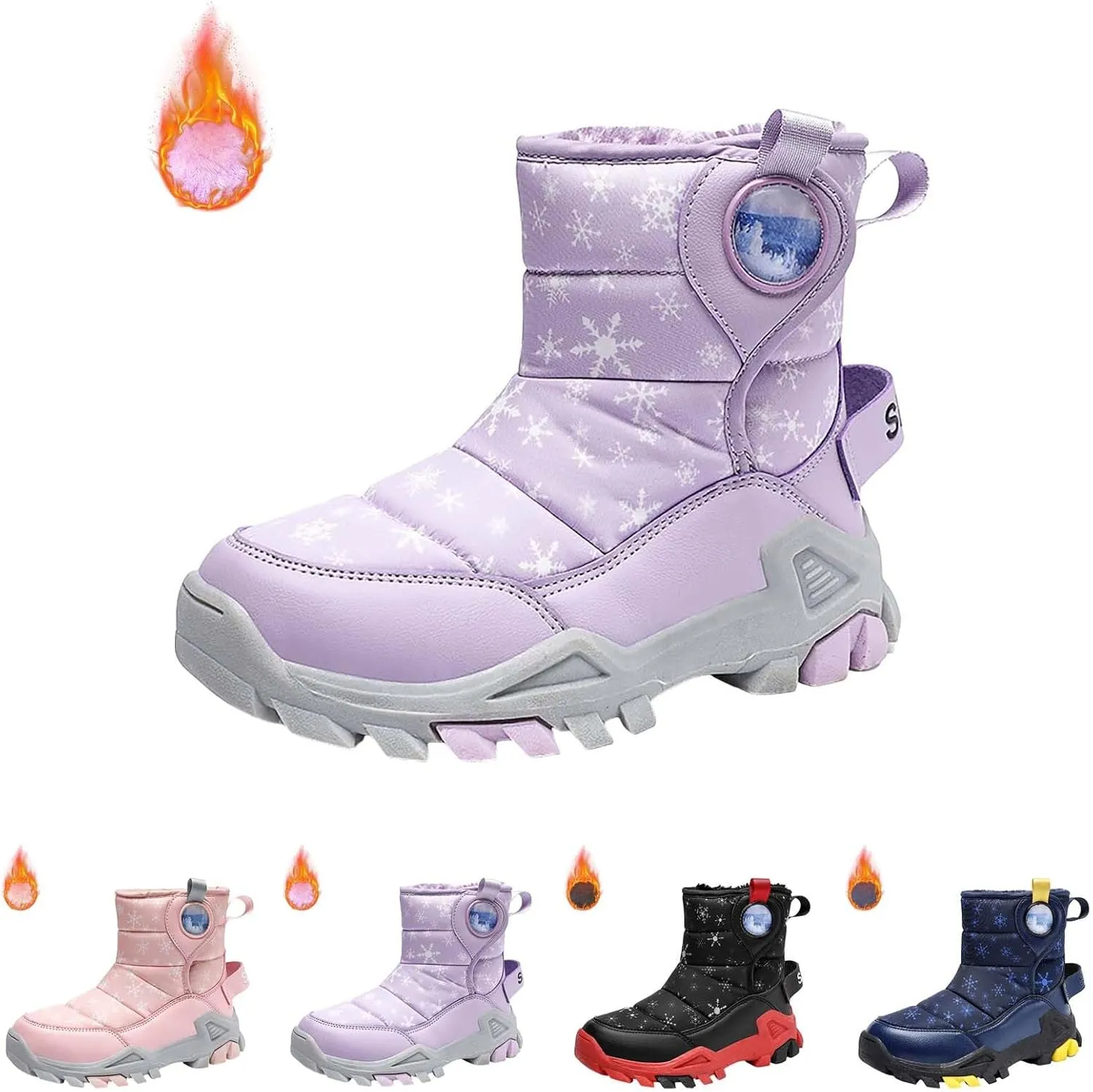 Girls Boys Snow Boots Outdoor Warm Comfortable Non Slip Mid Calf Padded Small Big Kids Winter Girls Boots Size Four