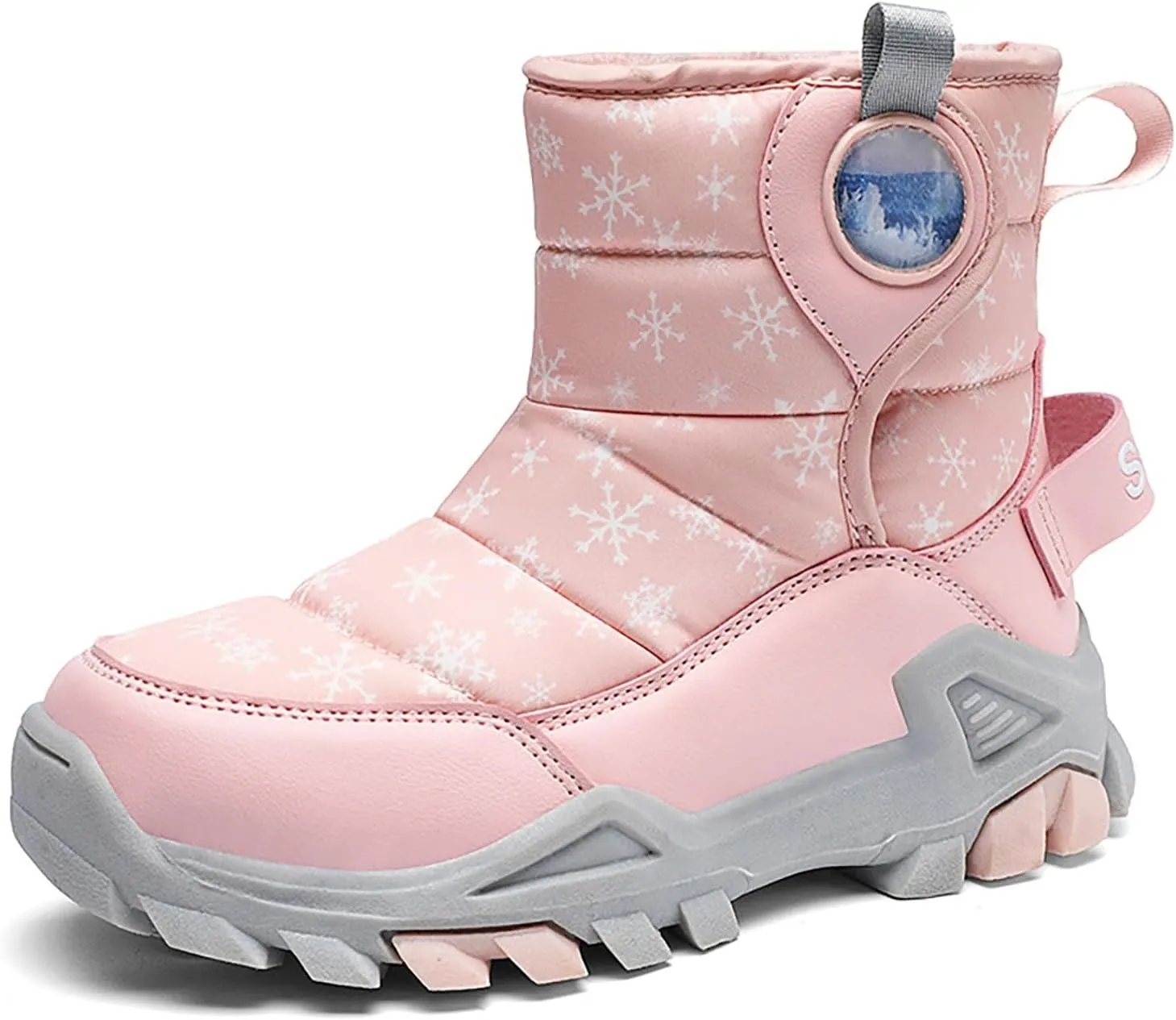 Girls Boys Snow Boots Outdoor Warm Comfortable Non Slip Mid Calf Padded Small Big Kids Winter Shoes Big Dark Girls Boots