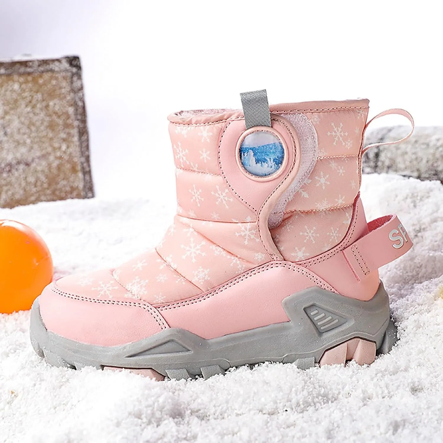 Girls Boys Snow Boots Outdoor Warm Comfortable Non Slip Mid Calf Padded Small Big Kids Winter Shoes Big Dark Girls Boots