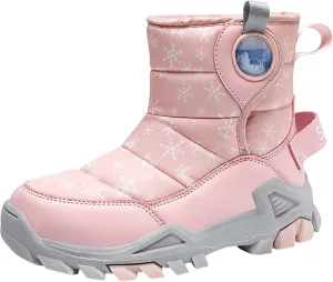 Girls Boys Snow Boots Outdoor Warm Comfortable Non Slip Mid Calf Padded Small Big Kids Winter Shoes Big Dark Girls Boots