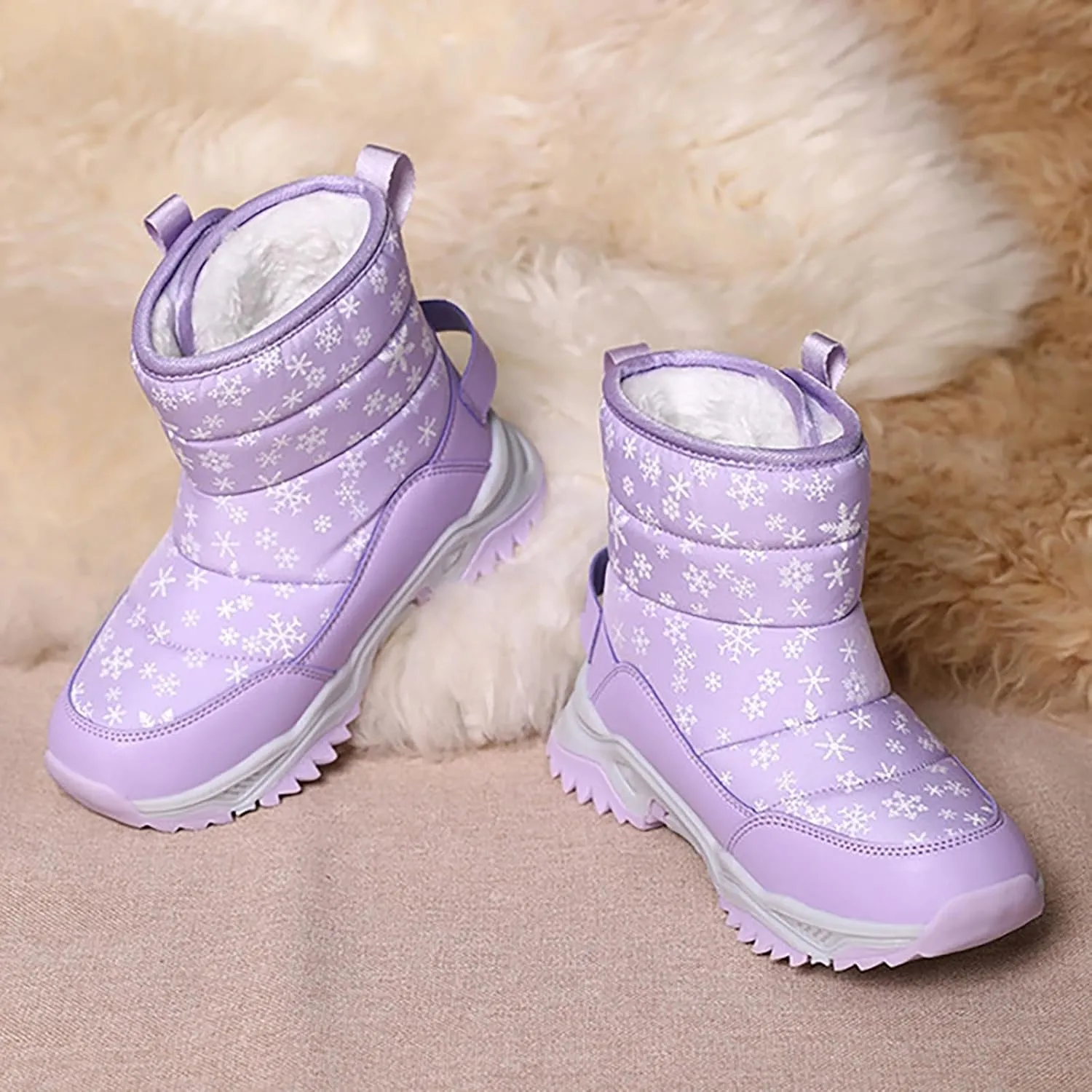 Girls Boys Snow Boots Outdoor Warm Comfortable Non Slip Mid Calf Padded Small Big Kids Winter Shoes Boots Girls Size 3