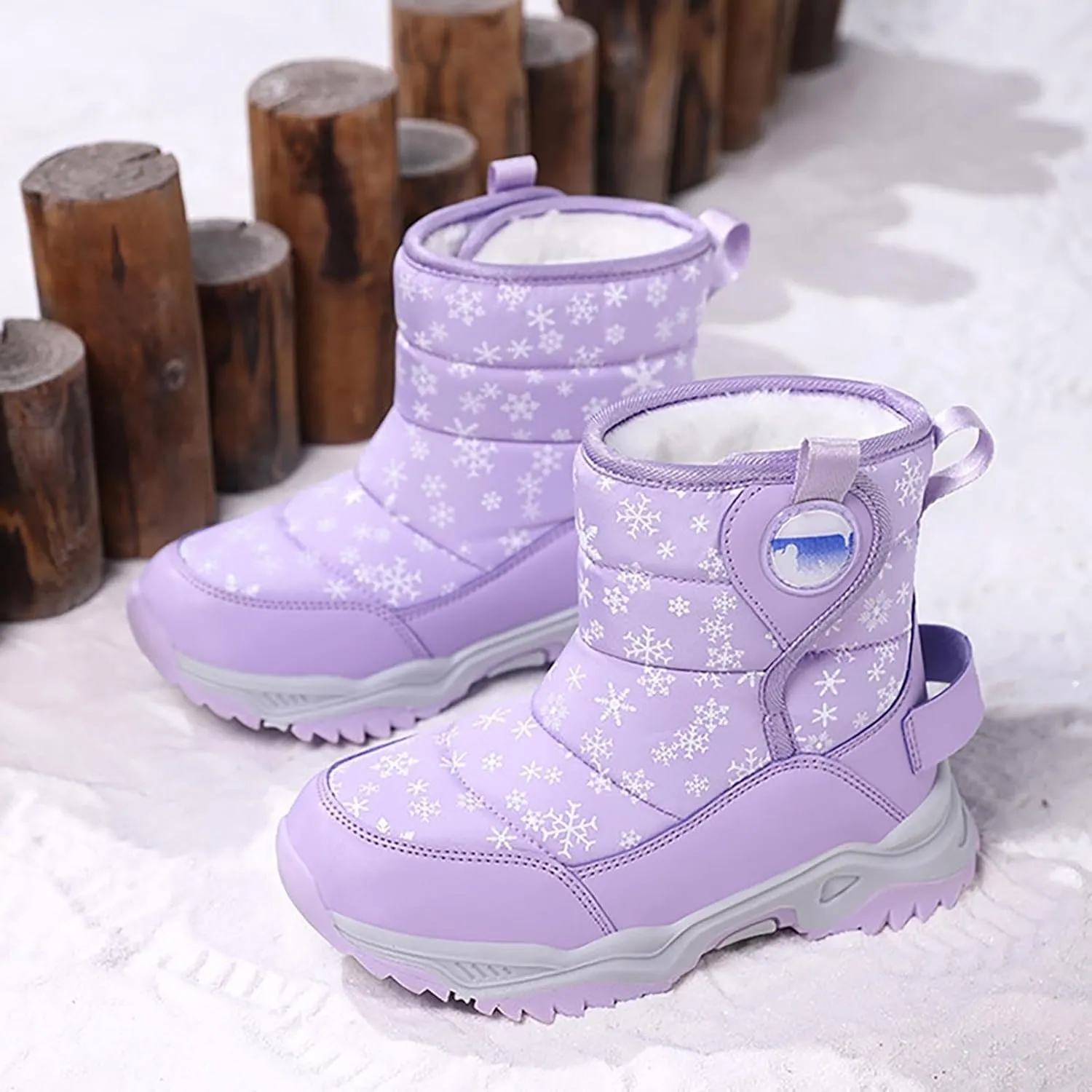 Girls Boys Snow Boots Outdoor Warm Comfortable Non Slip Mid Calf Padded Small Big Kids Winter Shoes Boots Girls Size 3