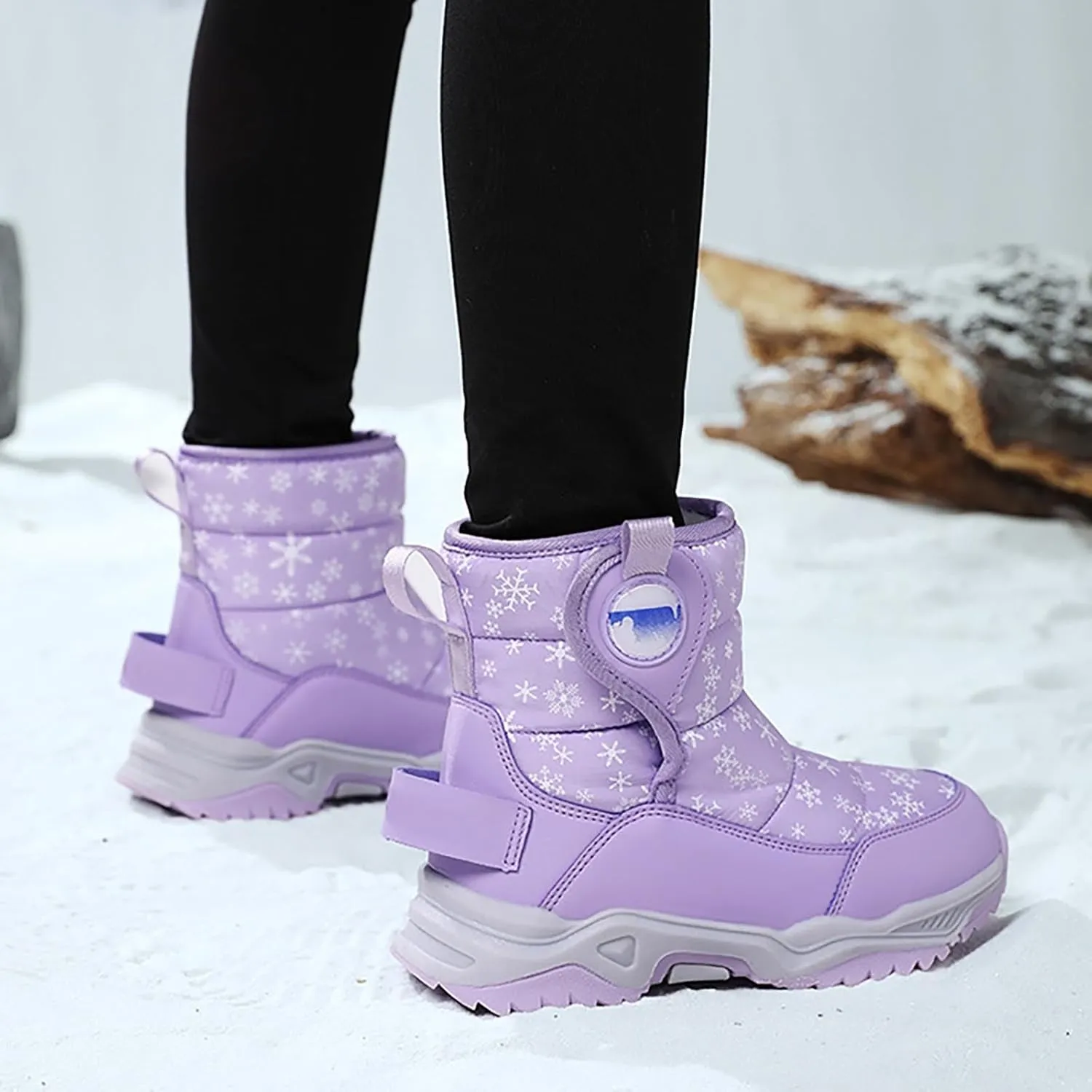 Girls Boys Snow Boots Outdoor Warm Comfortable Non Slip Mid Calf Padded Small Big Kids Winter Shoes Boots Girls Size 3