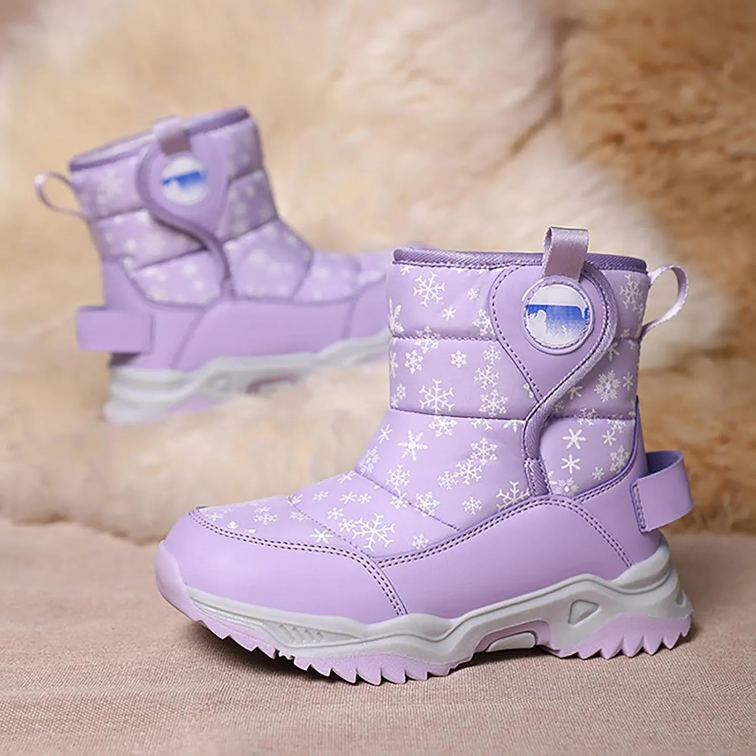Girls Boys Snow Boots Outdoor Warm Comfortable Non Slip Mid Calf Padded Small Big Kids Winter Shoes Boots Girls Size 3