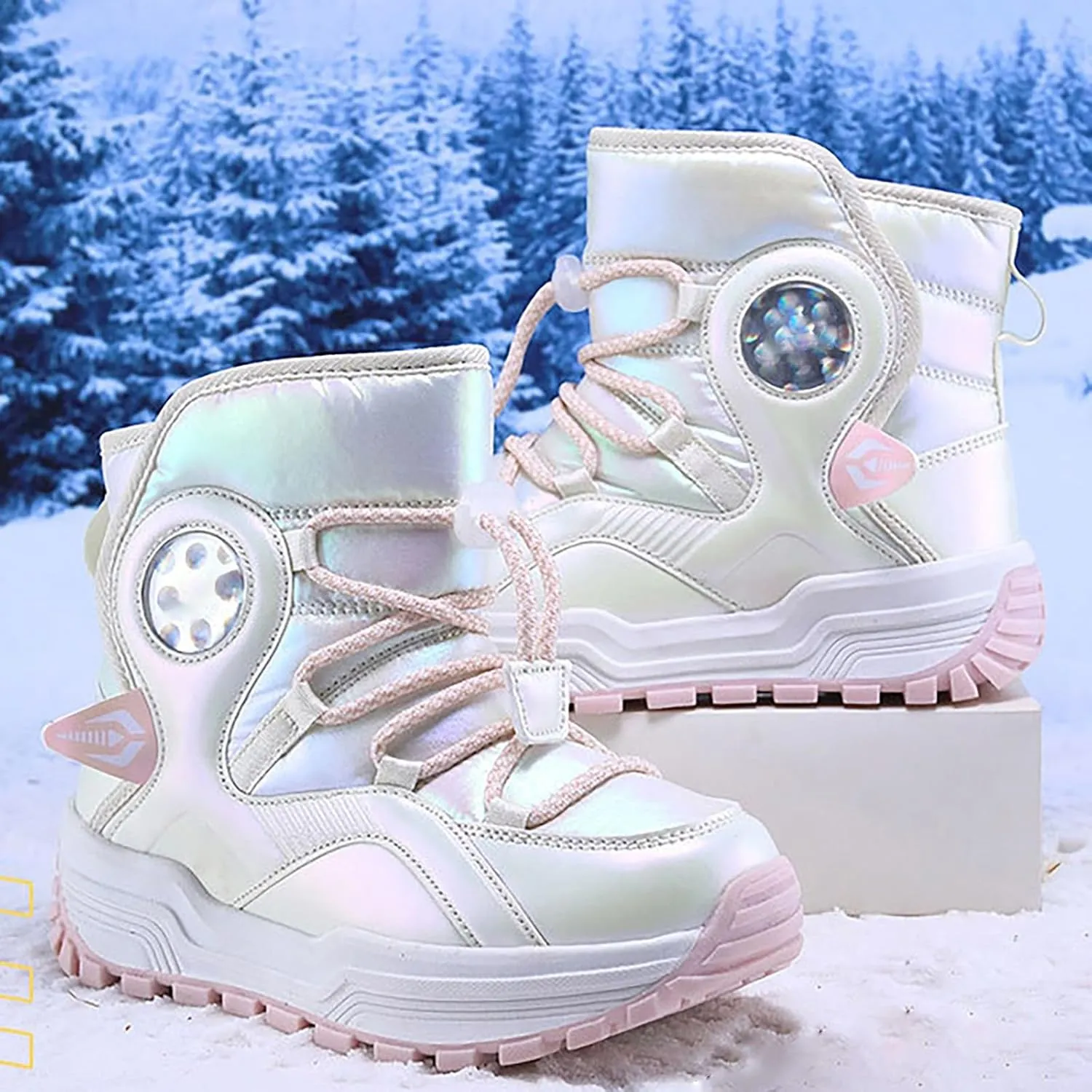 Girls Boys Snow Boots Outdoor Warm Comfortable Non Slip Mid Calf Padded Small Big Kids Winter Shoes Dark Riding Boots
