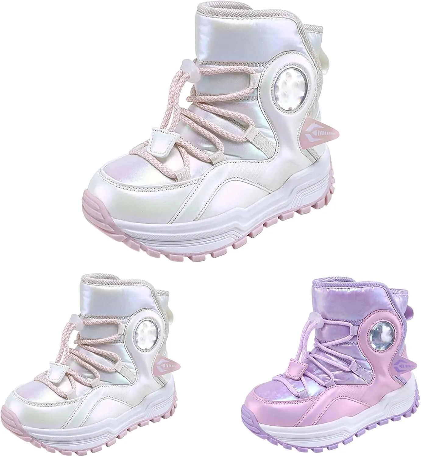 Girls Boys Snow Boots Outdoor Warm Comfortable Non Slip Mid Calf Padded Small Big Kids Winter Shoes Dark Riding Boots