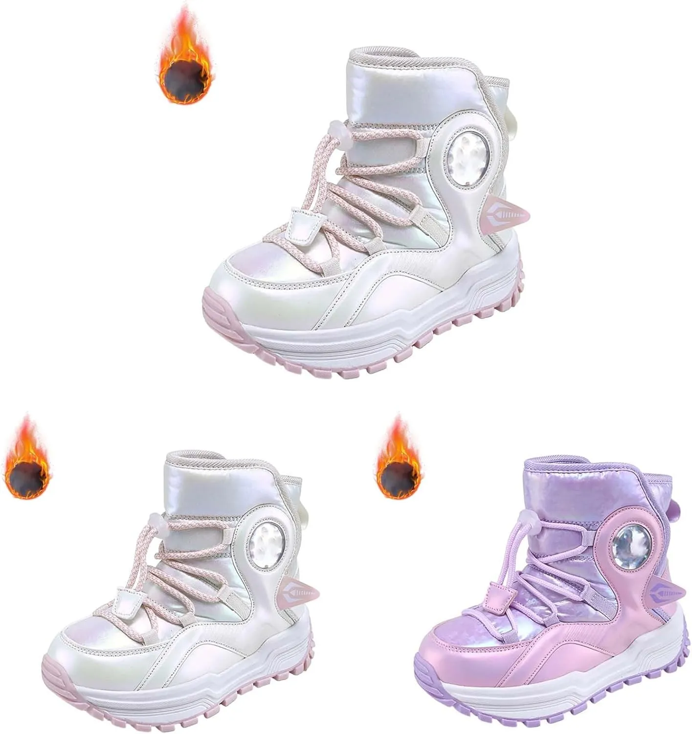 Girls Boys Snow Boots Outdoor Warm Comfortable Non Slip Mid Calf Padded Small Big Kids Winter Shoes Dark Riding Boots
