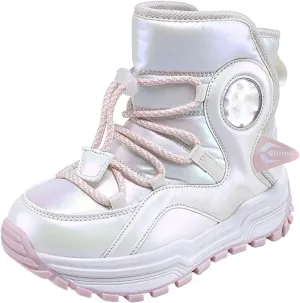 Girls Boys Snow Boots Outdoor Warm Comfortable Non Slip Mid Calf Padded Small Big Kids Winter Shoes Dark Riding Boots
