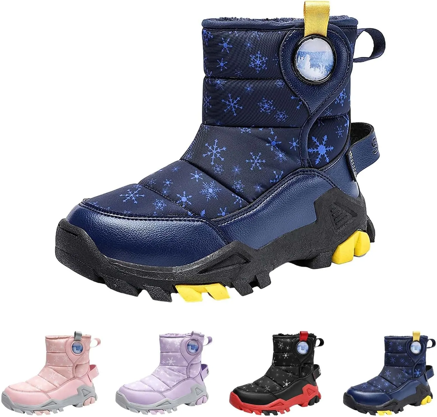 Girls Boys Snow Boots Outdoor Warm Comfortable Non Slip Mid Calf Padded Small Big Kids Winter Shoes for Toddler Girls