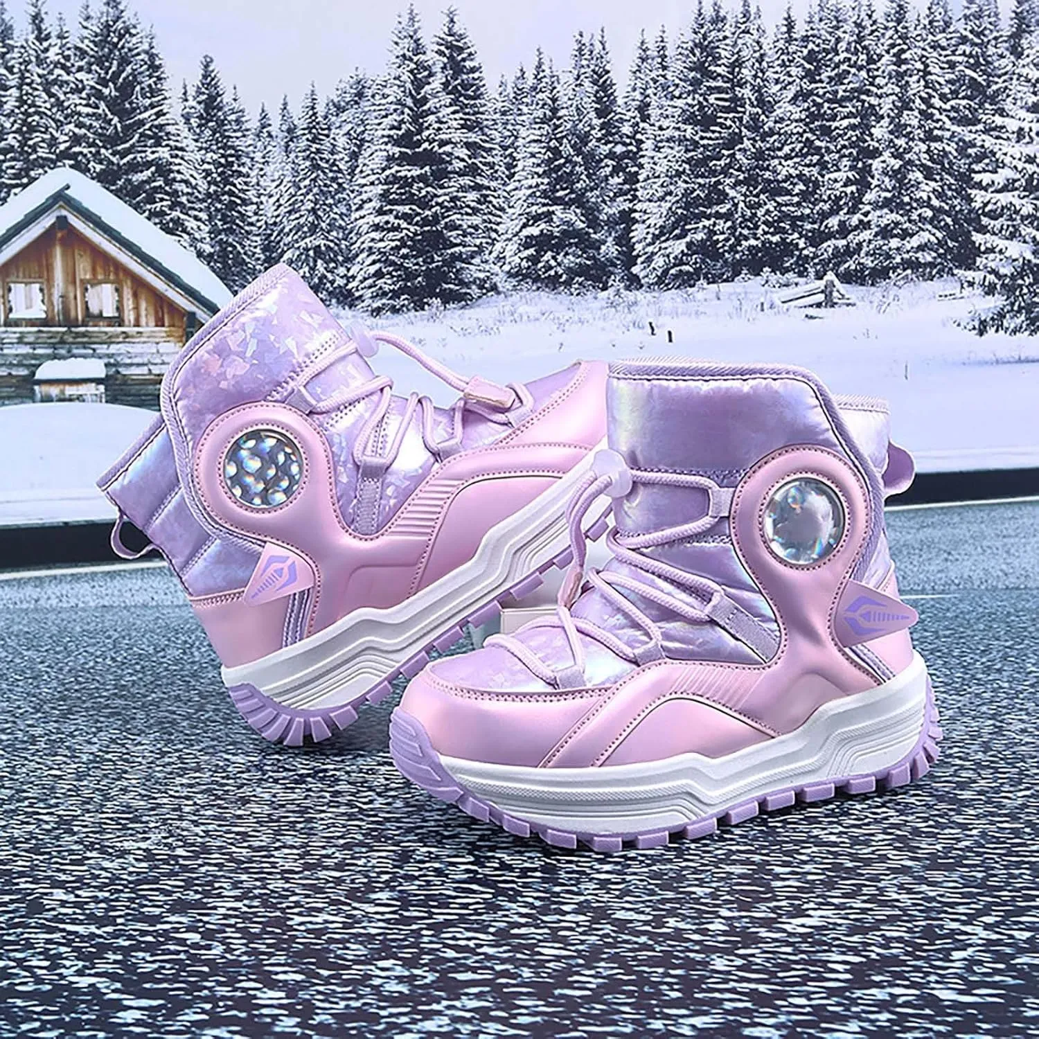 Girls Boys Snow Boots Outdoor Warm Comfortable Non Slip Mid Calf Padded Small Big Kids Winter Shoes Size 11 Girls Boots