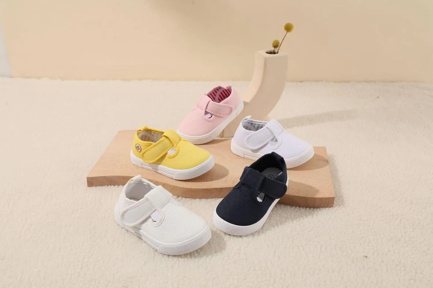 Girls Canvas Shoes Toddler Casual Sneakers Kids Low Top Casual Fashion Shoes Hook and Loops Walking Running Shoes