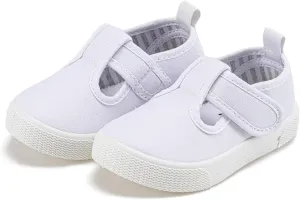 Girls Canvas Shoes Toddler Casual Sneakers Kids Low Top Casual Fashion Shoes Hook and Loops Walking Running Shoes