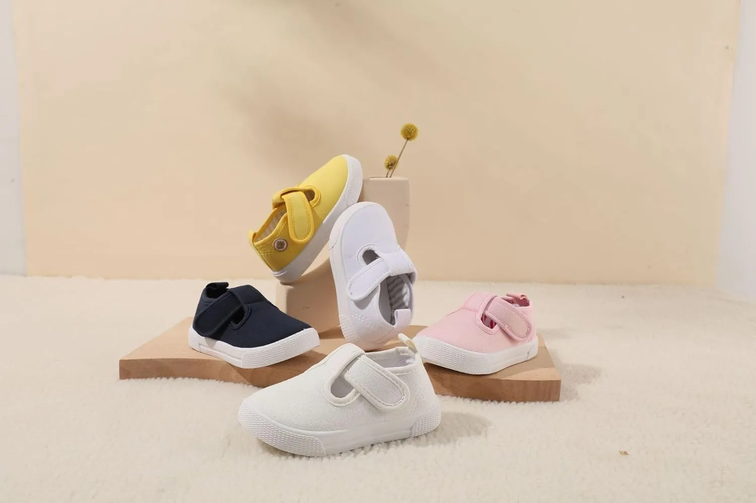 Girls Canvas Shoes Toddler Casual Sneakers Kids Low Top Casual Fashion Shoes Hook and Loops Walking Running Shoes