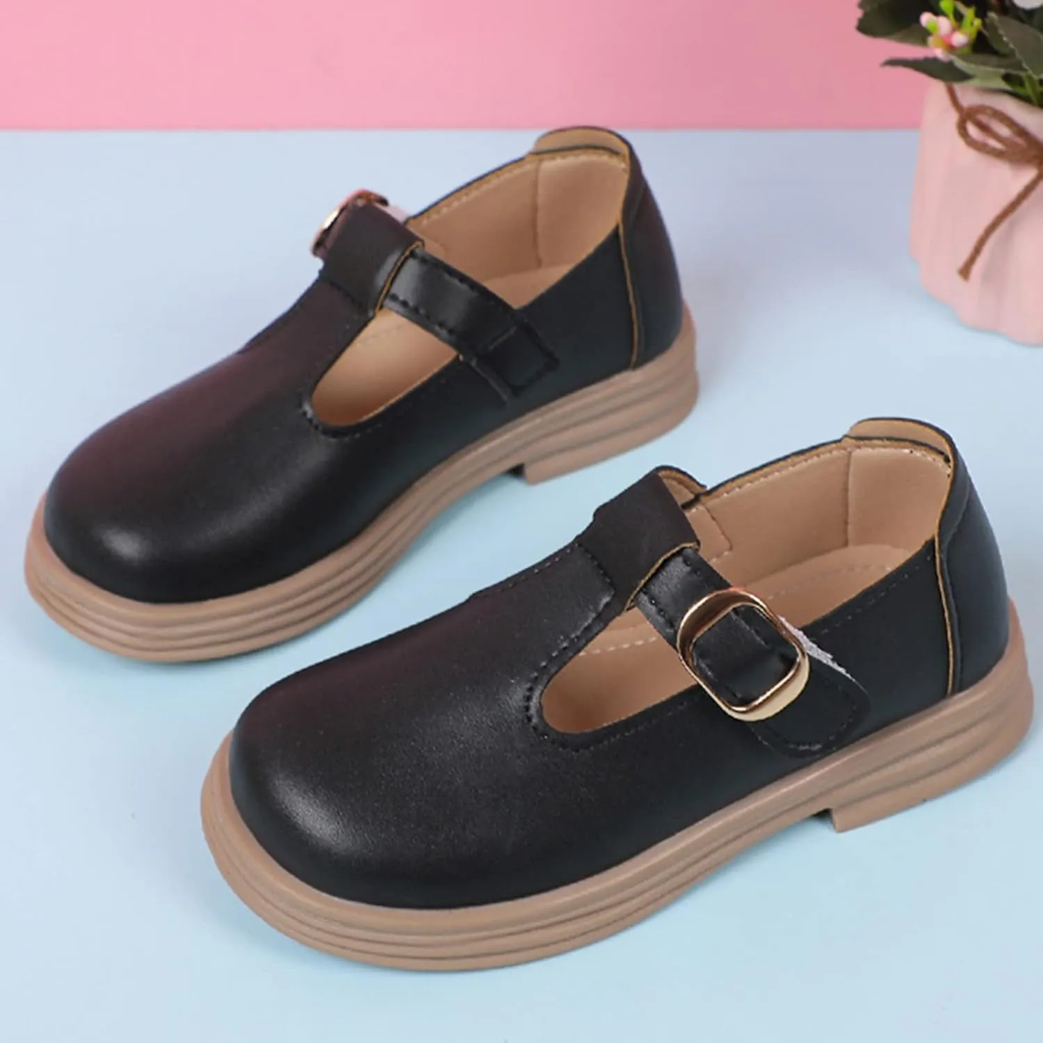 Girls Chunky Heel Mary Jane Dress Shoes School niform T-Strap Ballet Flat Toddler Sneaker Girls 12 Size Toddler