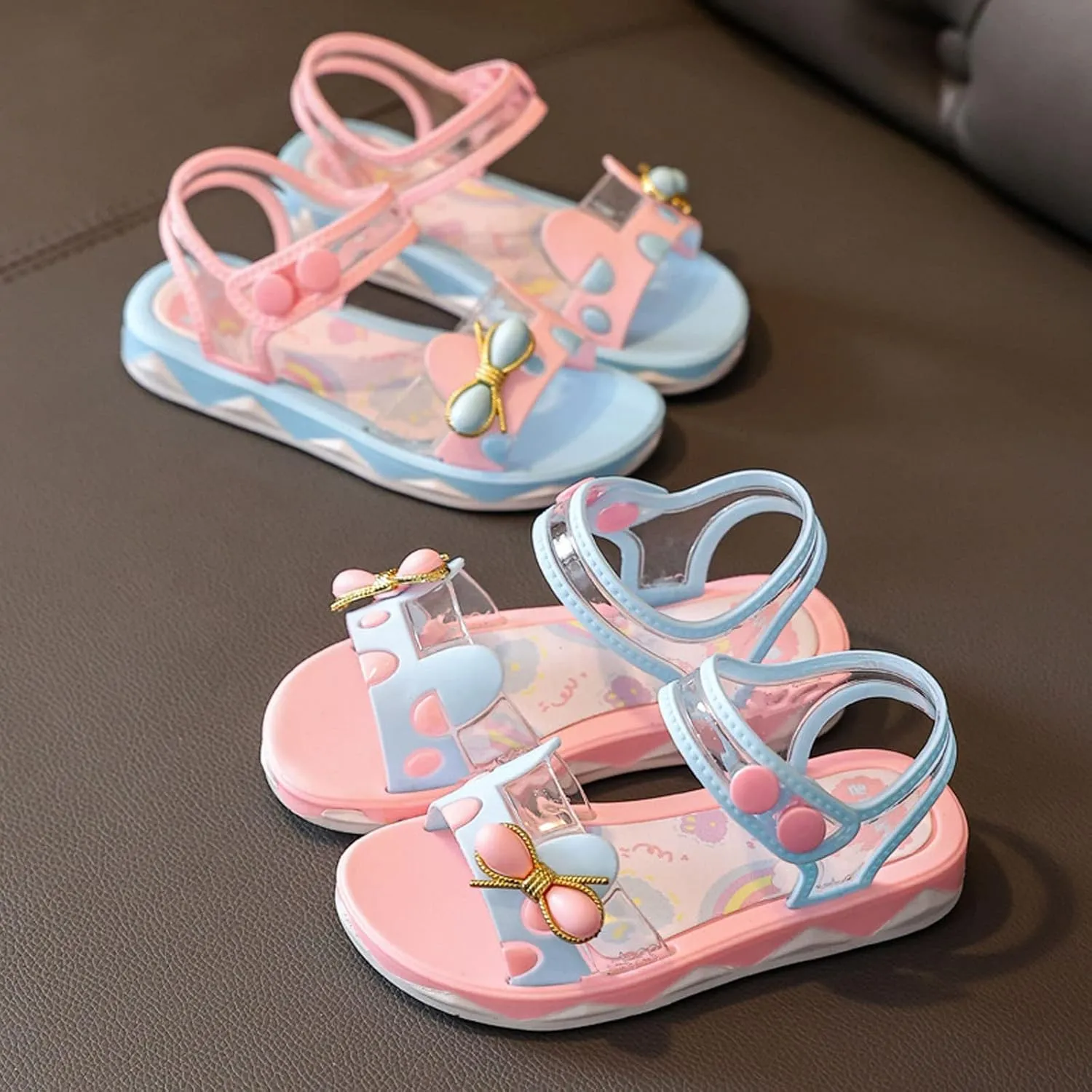 Girls Cute Bowknot Jelly Sandals Toddler Open Toe Soft Sole Cute Sweet Shoes Kids Toddler Sweet Sandals for Girls