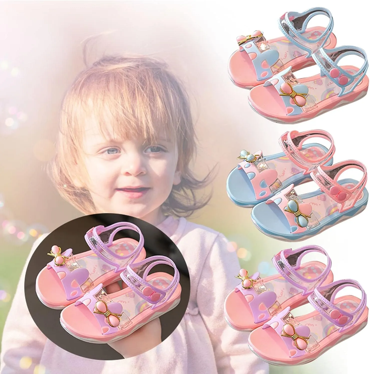Girls Cute Bowknot Jelly Sandals Toddler Open Toe Soft Sole Cute Sweet Shoes Kids Toddler Sweet Sandals for Girls