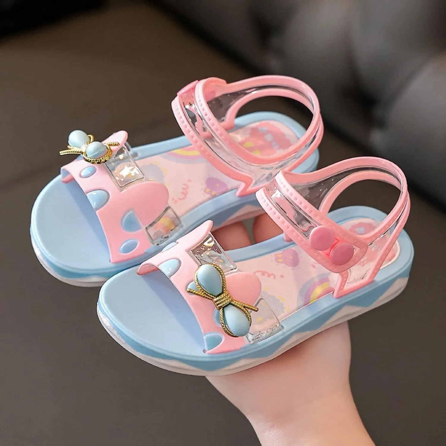 Girls Cute Bowknot Jelly Sandals Toddler Open Toe Soft Sole Cute Sweet Shoes Kids Toddler Sweet Sandals for Girls