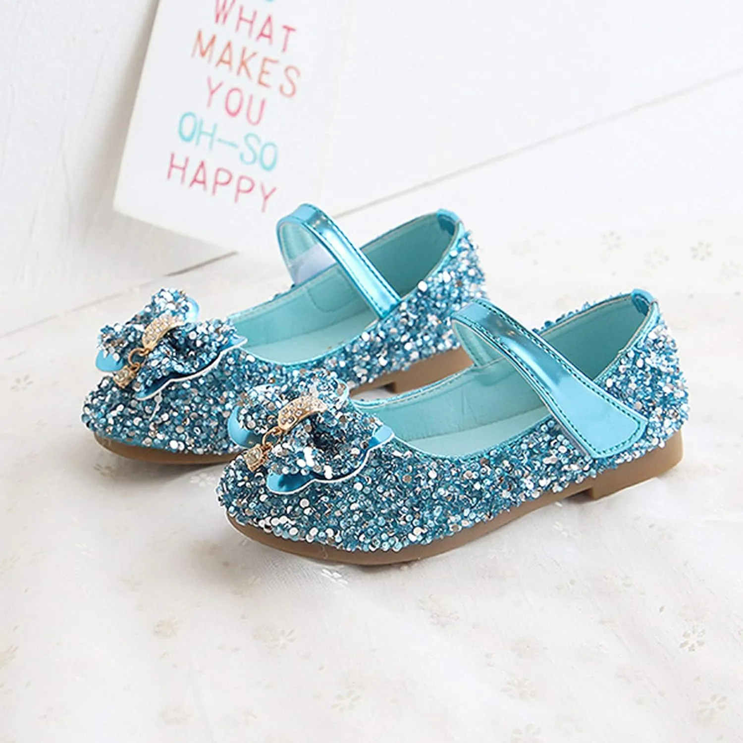 Girl's Dress Shoes Mary Jane Glitter Low Heel Wedding Party Princess Shoes for Toddler Mary Jane Shoes for Girls