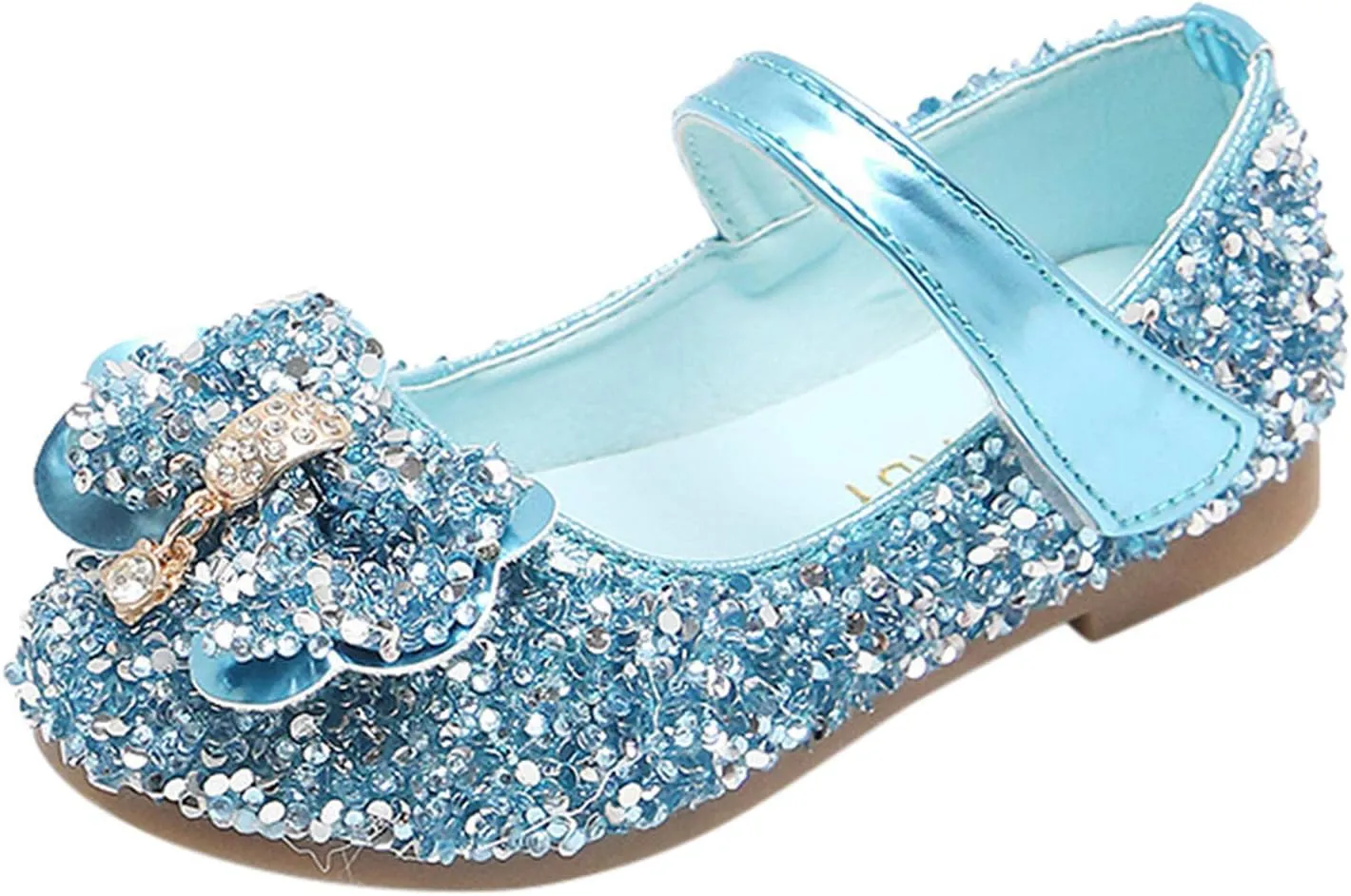 Girl's Dress Shoes Mary Jane Glitter Low Heel Wedding Party Princess Shoes for Toddler Mary Jane Shoes for Girls