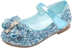 Girl's Dress Shoes Mary Jane Glitter Low Heel Wedding Party Princess Shoes for Toddler Mary Jane Shoes for Girls