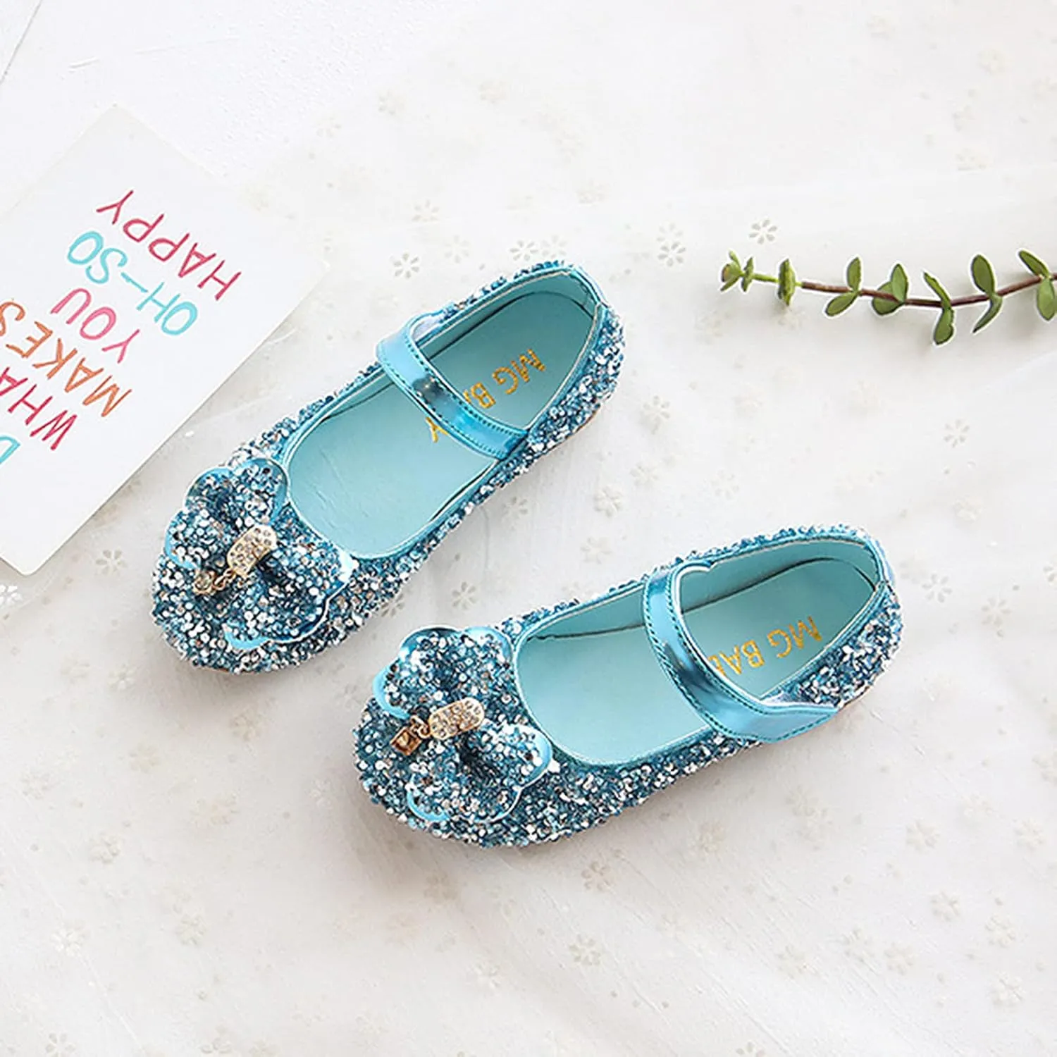 Girl's Dress Shoes Mary Jane Glitter Low Heel Wedding Party Princess Shoes for Toddler Mary Jane Shoes for Girls