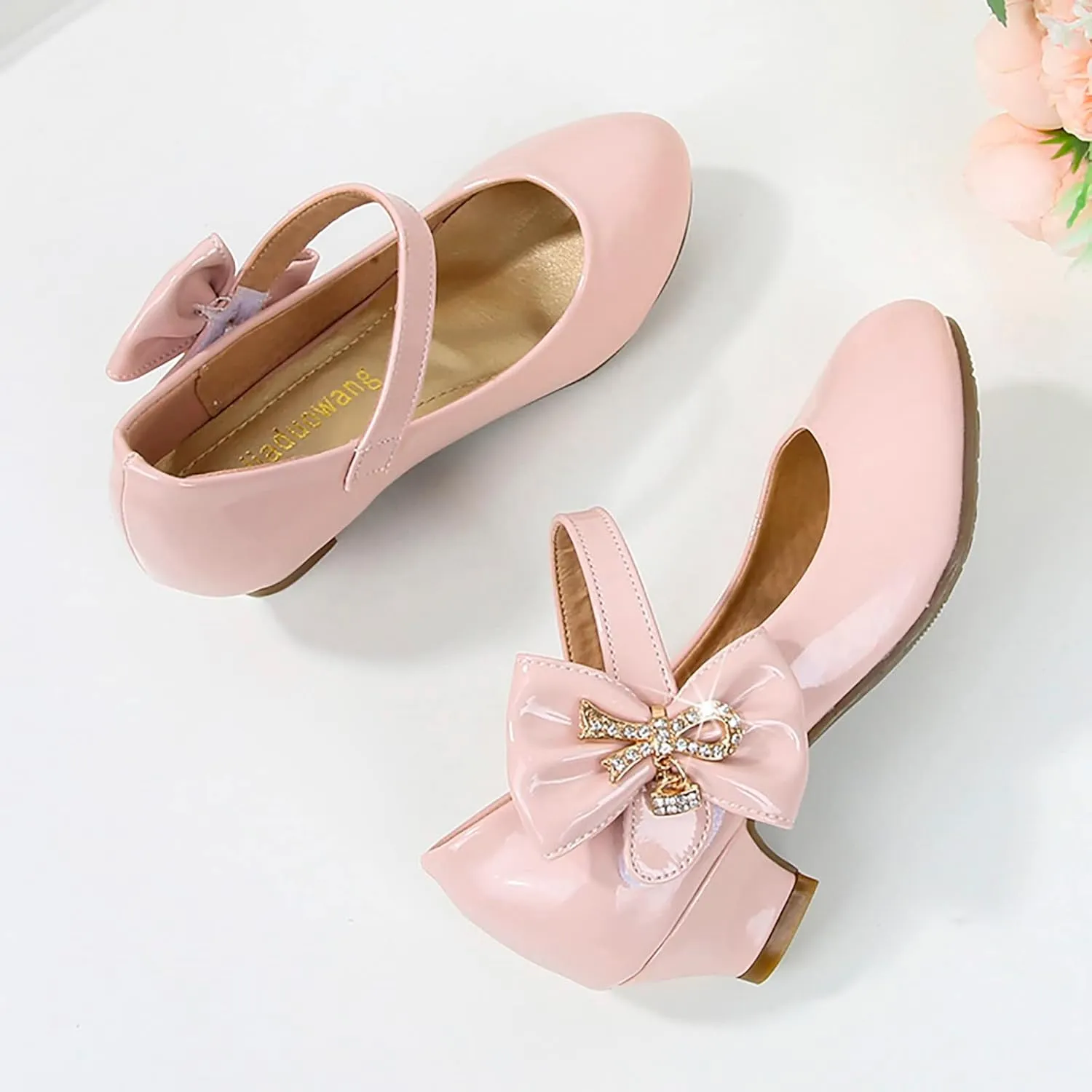 Girls Dress Shoes Mary Jane Shoes for Girls, Low Girls Heels for Kids Toddler Flower Girl Wedding Party School