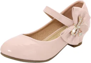 Girls Dress Shoes Mary Jane Shoes for Girls, Low Girls Heels for Kids Toddler Flower Girl Wedding Party School