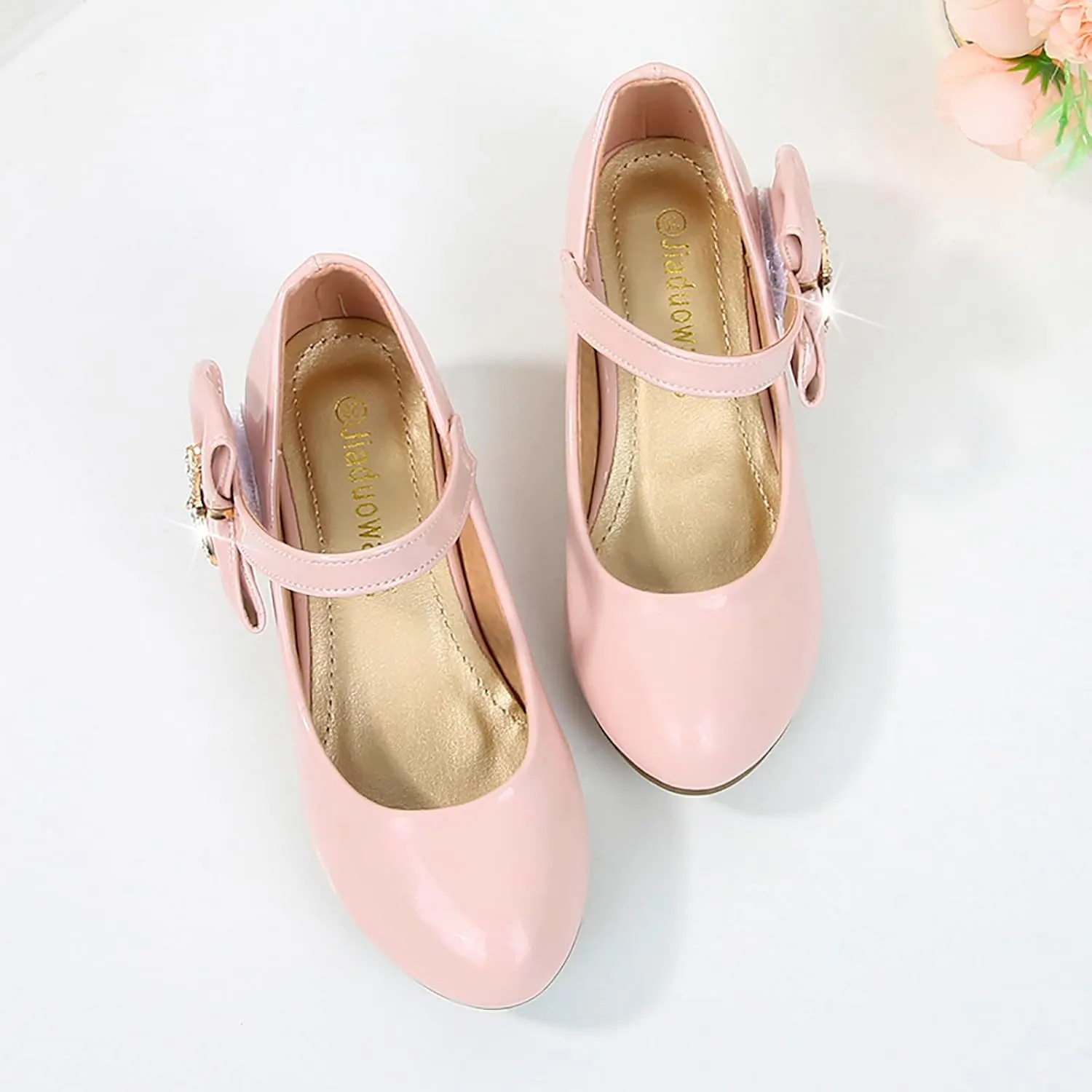 Girls Dress Shoes Mary Jane Shoes for Girls, Low Girls Heels for Kids Toddler Flower Girl Wedding Party School
