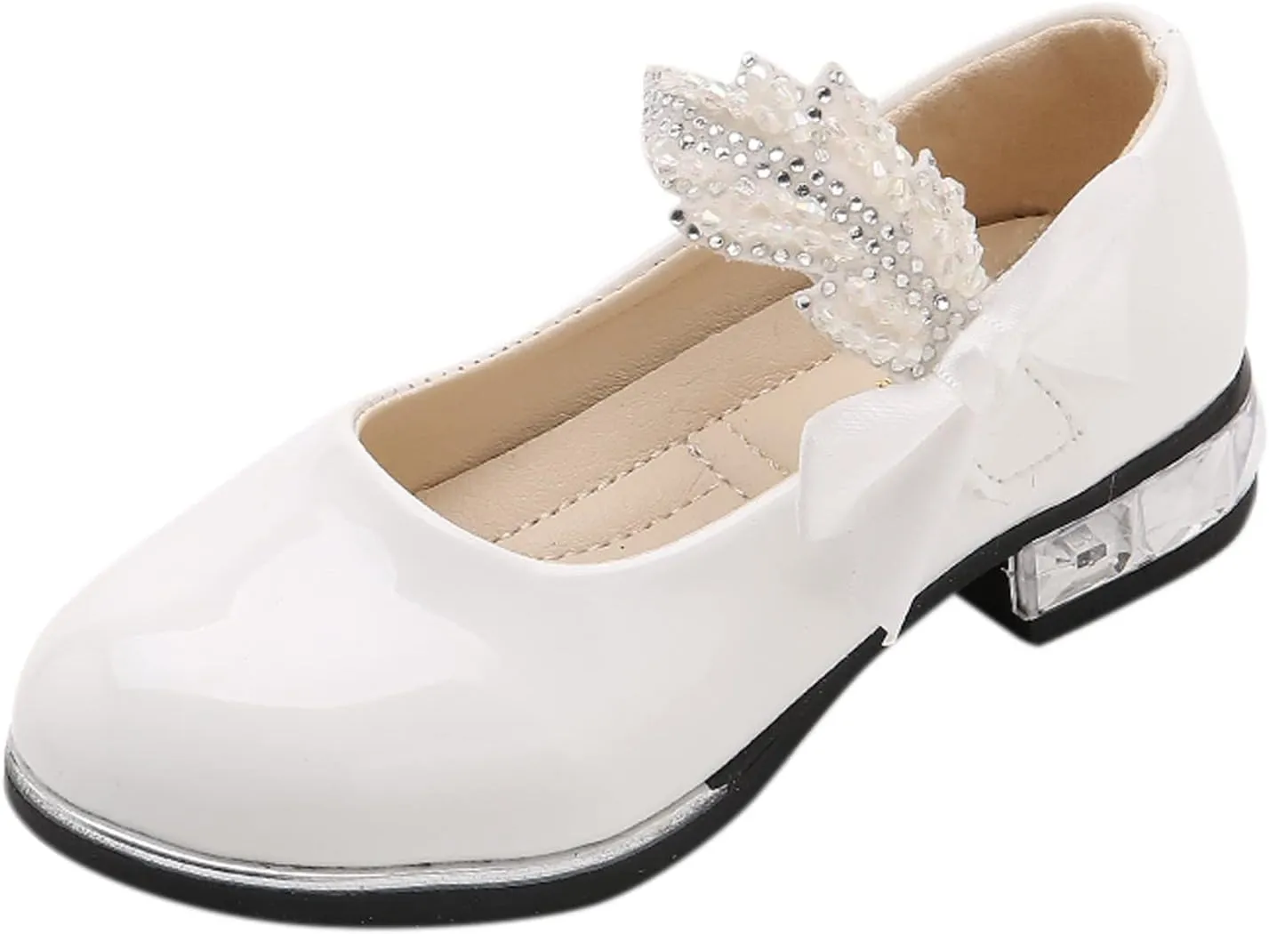 Girls Dress Shoes Wedding Bowknot Shoes Princess School Shoes Low Heel Pointed Toe Dress Shoes for Kids Toddler
