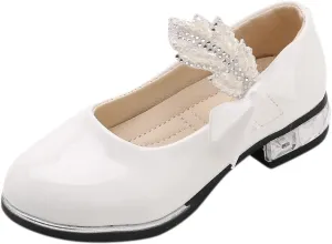 Girls Dress Shoes Wedding Bowknot Shoes Princess School Shoes Low Heel Pointed Toe Dress Shoes for Kids Toddler