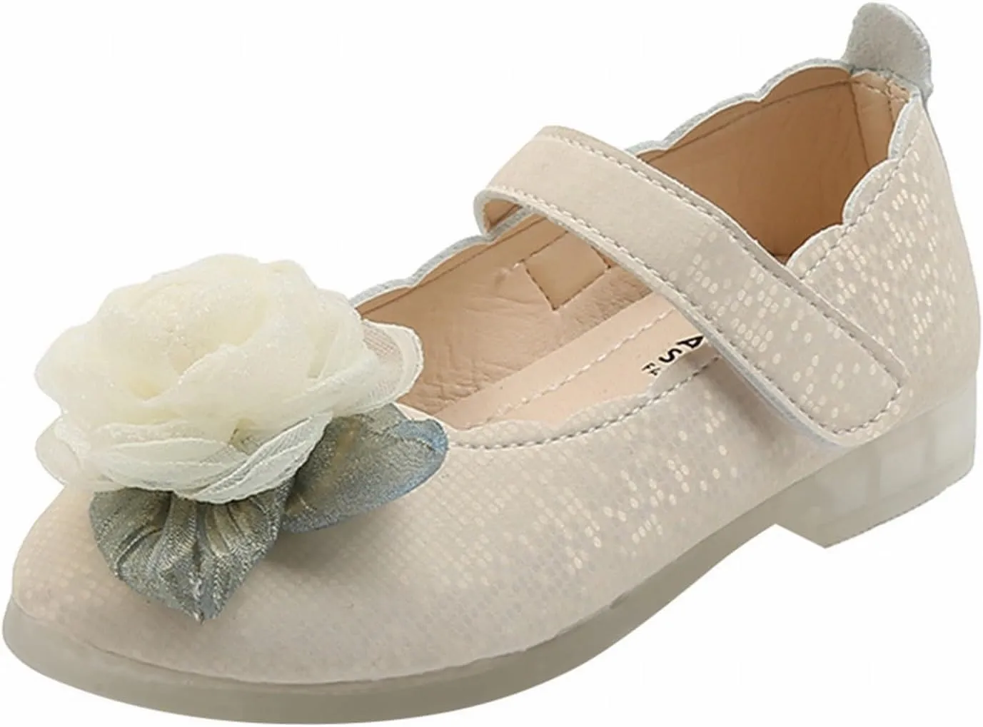 Girls Flower Mary Jane Dress Shoes Ballet Princess Flats for Party Wedding Kids Closed Toe Soft Rubber Sole Sandals
