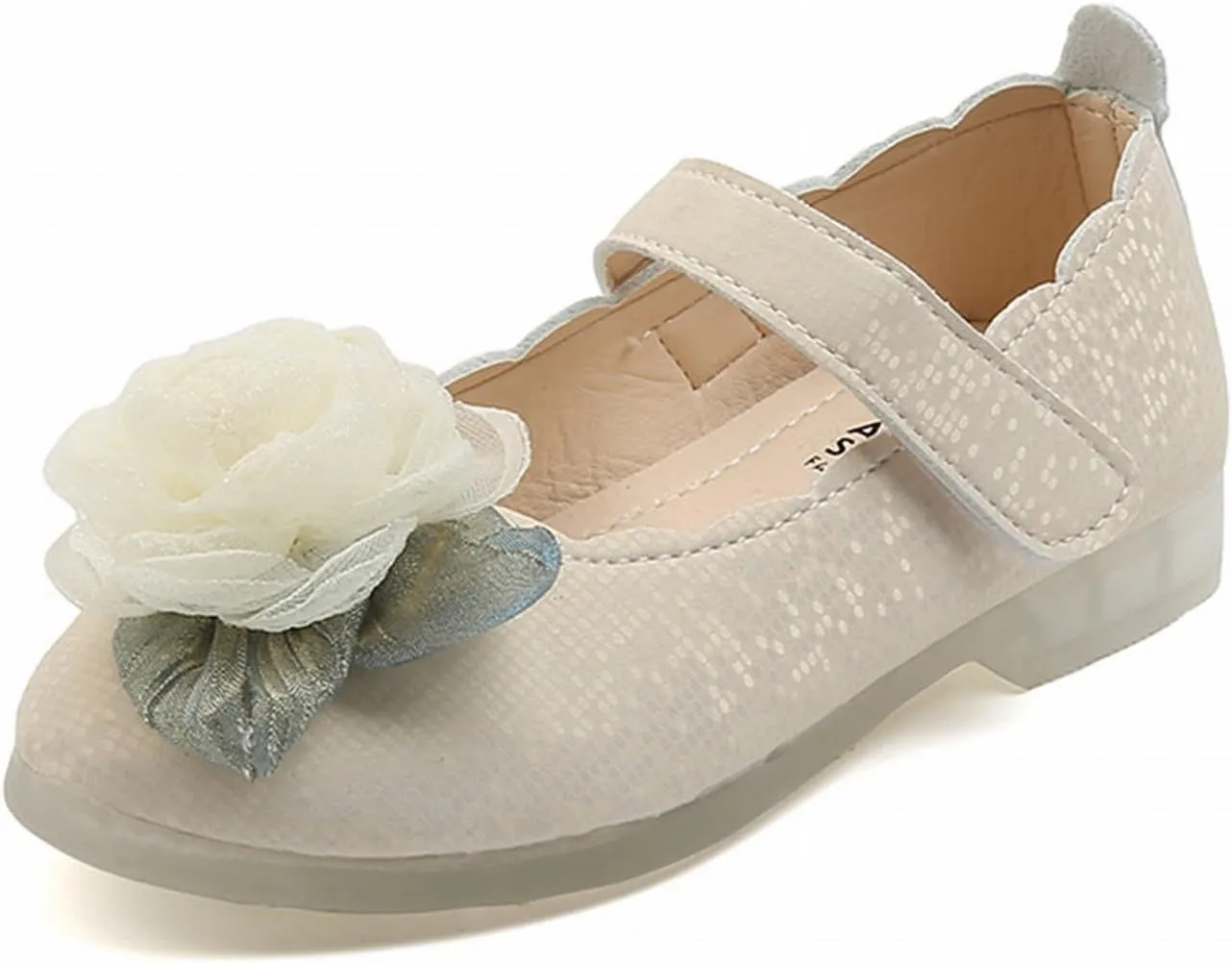 Girls Flower Mary Jane Dress Shoes Ballet Princess Flats for Party Wedding Kids Closed Toe Soft Rubber Sole Sandals