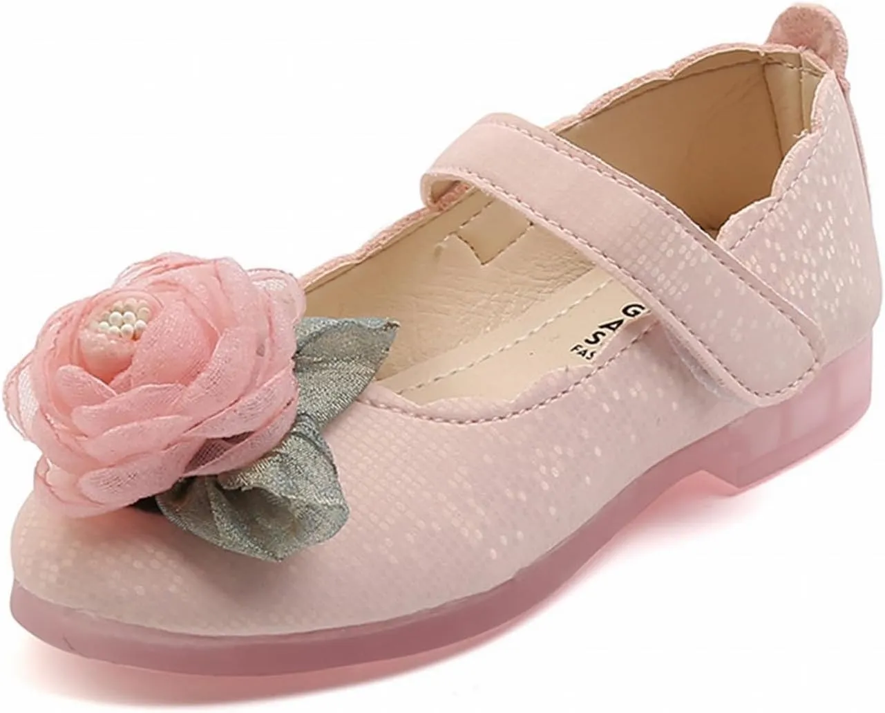 Girls Flower Mary Jane Dress Shoes Ballet Princess Flats for Party Wedding Kids Closed Toe Soft Rubber Sole Sandals
