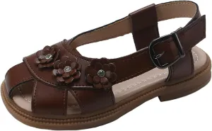 Girls Hollow Beach Shoes with Flower 2025 Summer Stylish Lightweight Soft Sole Slip On Buckle Slippers for Kids